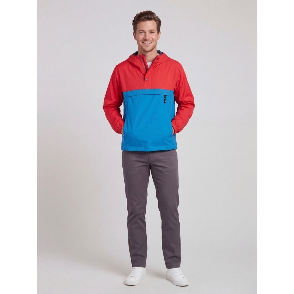 Patagonia Mens Vintage Colorblock Anorak Windbreaker Jacket Red Blue Size Small